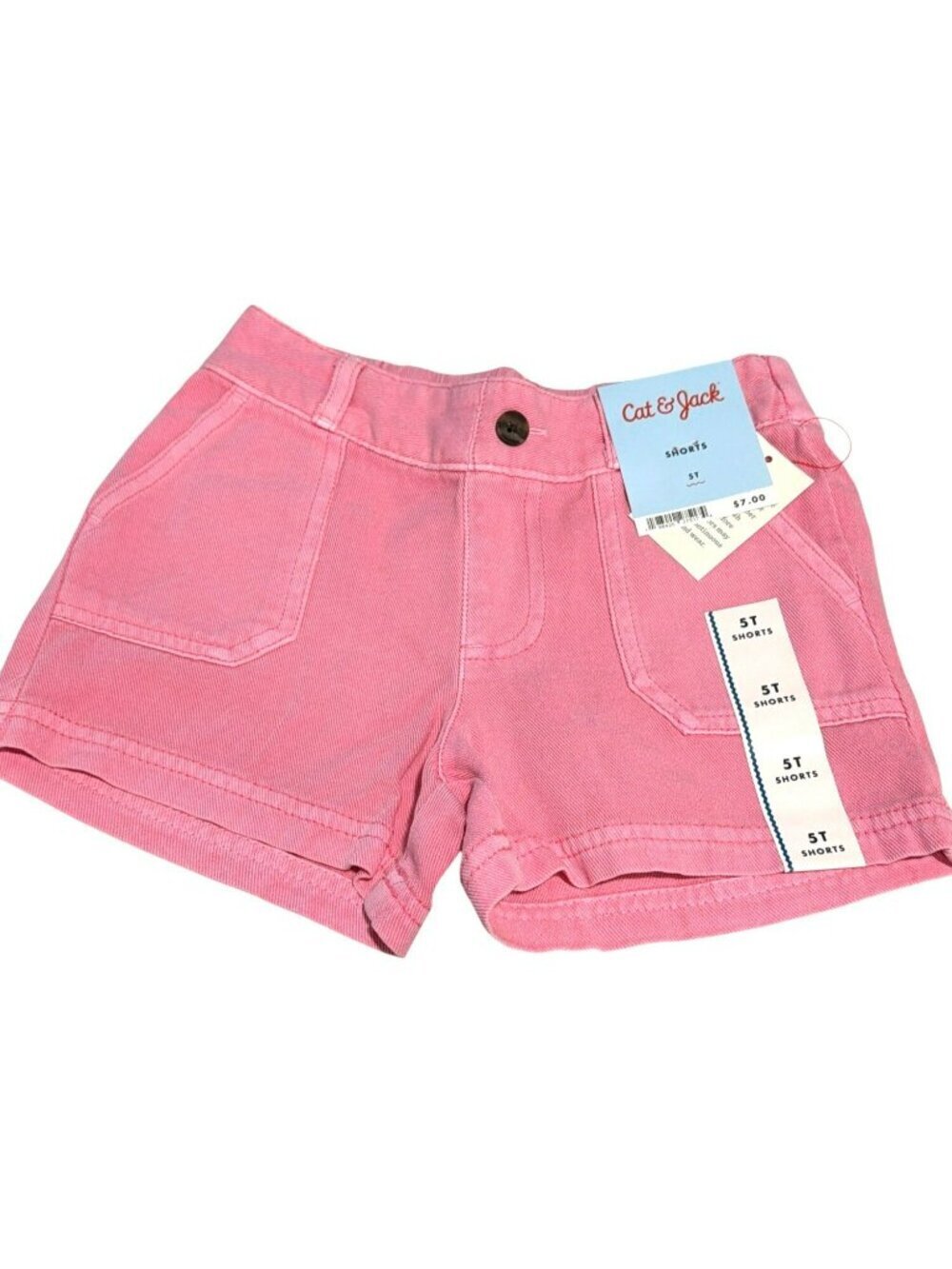 Cat & Jack Girls Pink Denim Adjustable Waist Shorts New
